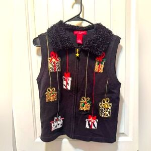 Vintage Merry & Bright Ugly Christmas Presents Sweater Vest Size PS